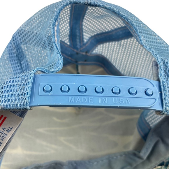 Vintage Wisconsin Fishing Trucker Cap Water Camo Mesh Back Made in USA Snap-back - Picture 5 of 10